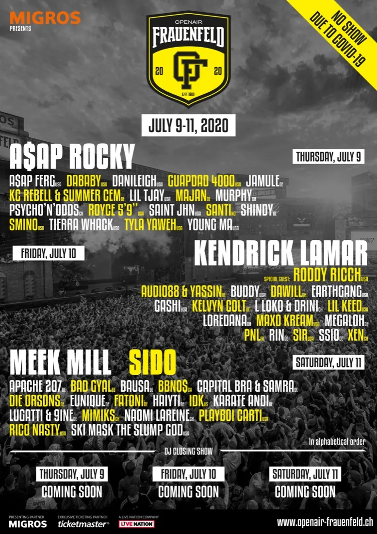Festivalplakat Openair Frauenfeld 2020, Ausgabe fand nicht statt