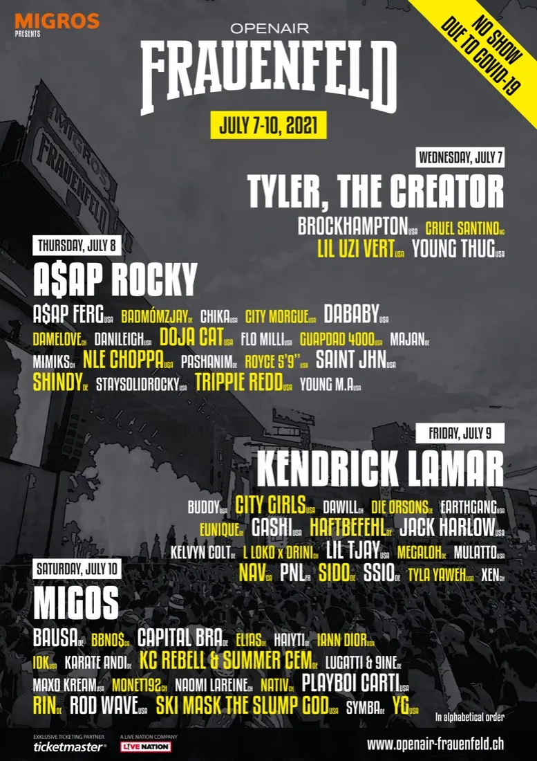 Festivalplakat Openair Frauenfeld 2021, Ausgabe fand nicht statt